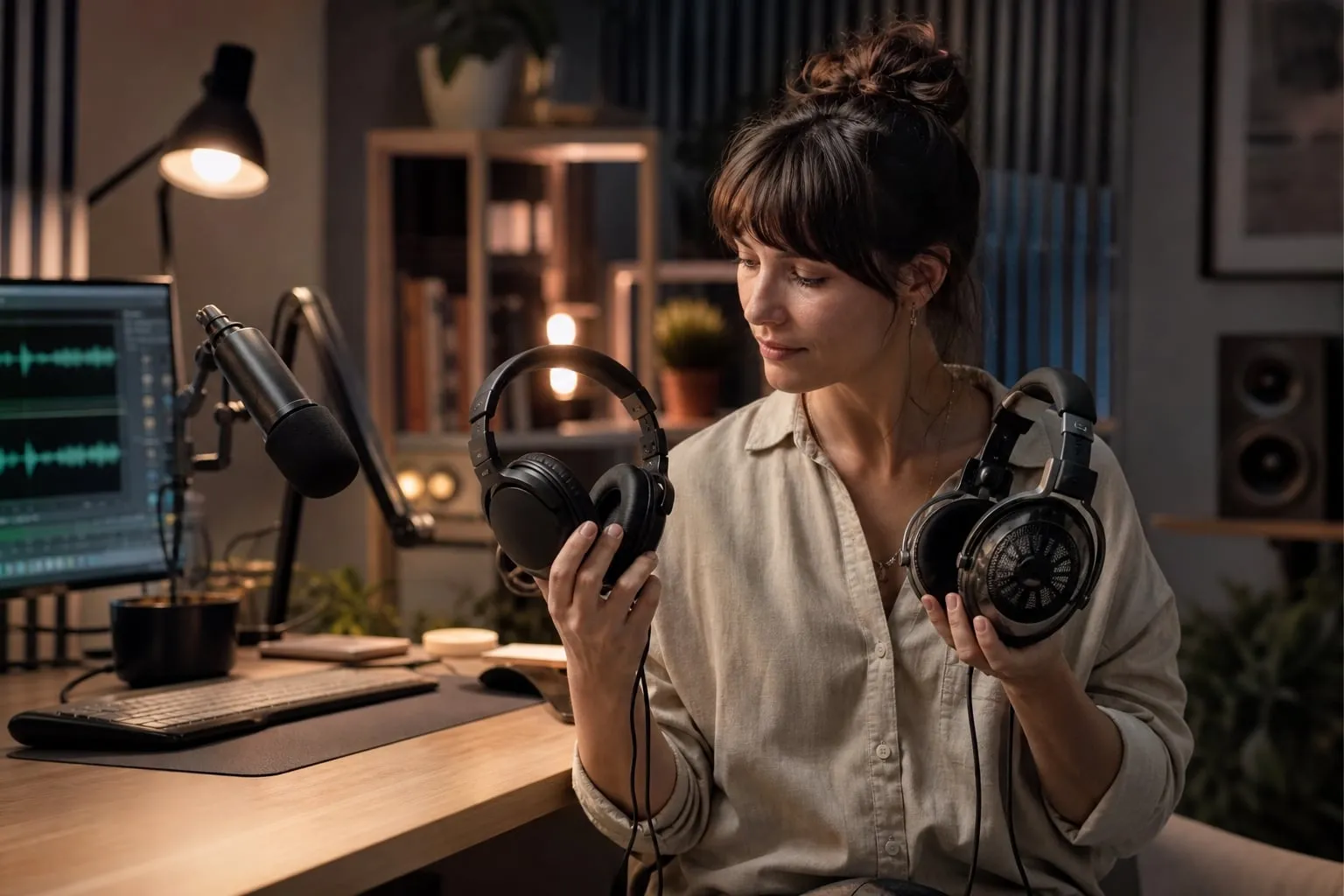Fone para editar podcast: fechado ou aberto no estúdio?