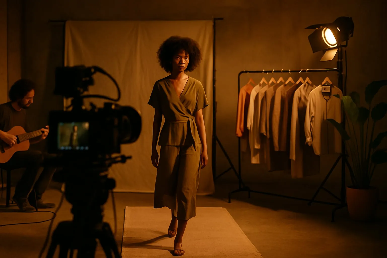 Estúdio pop-up para moda sustentável: som, espaço e gravação