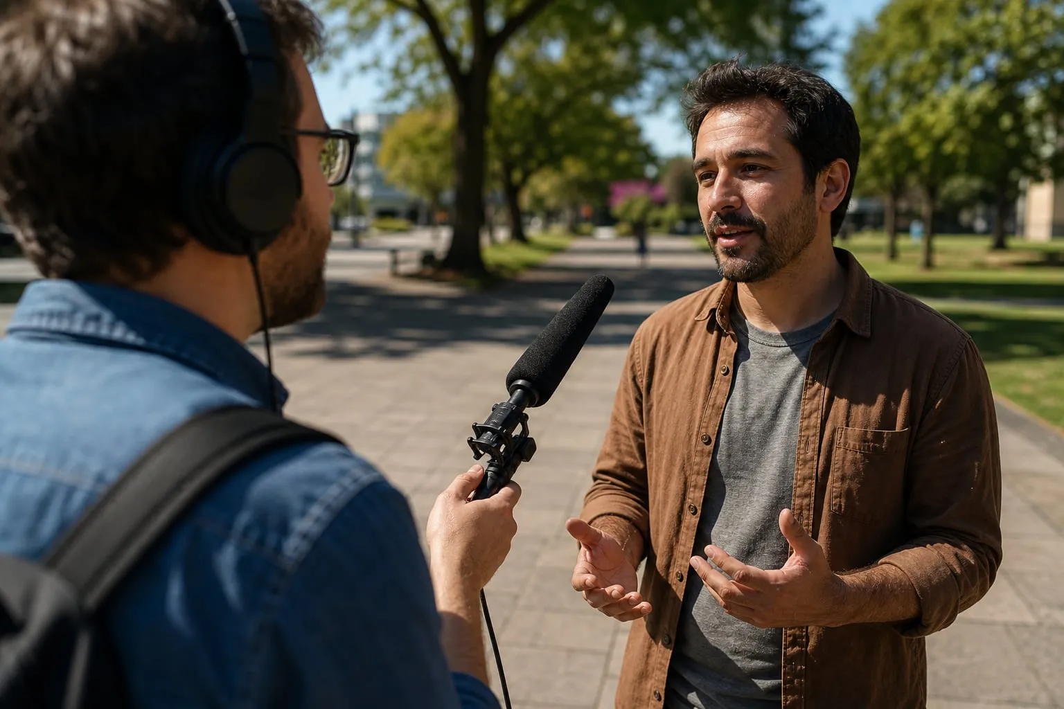 Microfone shotgun para entrevista externa: distância e vento